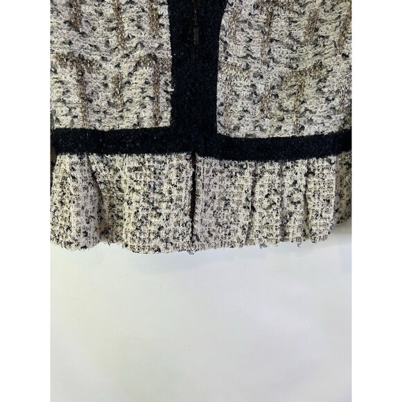 St. John Couture Tweed Ruffled Hem Blazer Jacket Floral Applique - Picture 2 of 8